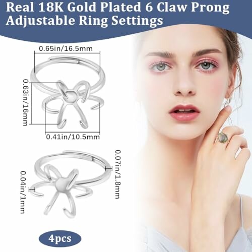 Kvinna bär justerbar ring med sex klohållare