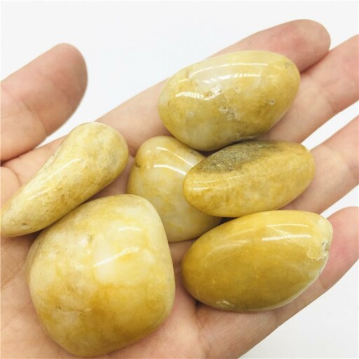 Naturlig gul Jade Topaz Kalcit Trumlad Sten Kristall i inredning
