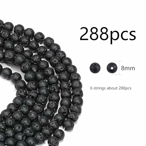 Svarta lavastenpärlor på en sträng.