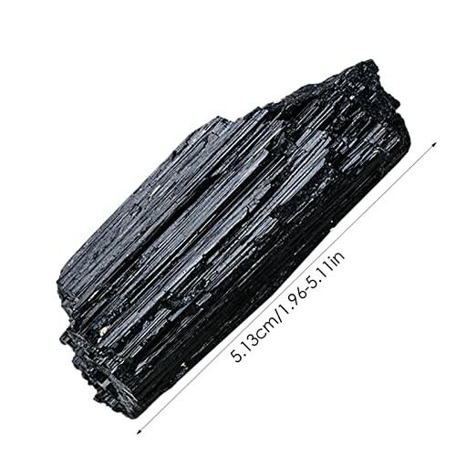 Svart turmalin sten med måttangivelse