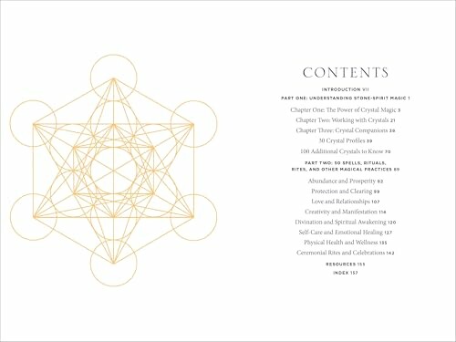 Innehållsförteckning för bok om kristallmagi.