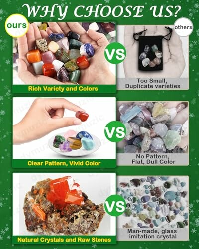 Jämförelse av kristaller med olika egenskaper