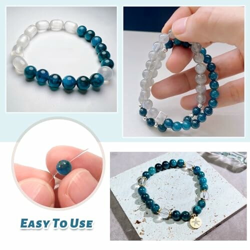 Gör-det-själv-kit för armband med blå och vita pärlor