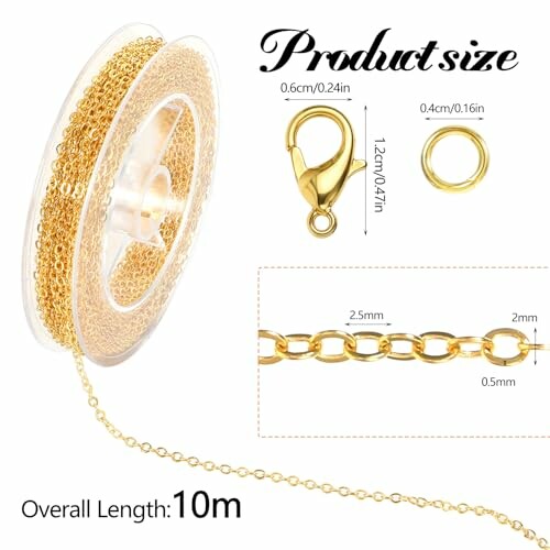 Guldsmyckeskedja på spole med karbinhake och ring