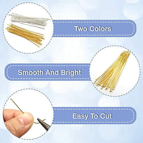 Guld- och silverfärgade stift för smyckestillverkning