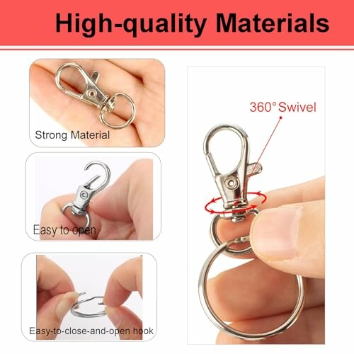 Nyckelring med 360-graders svängfunktion och starkt material.
