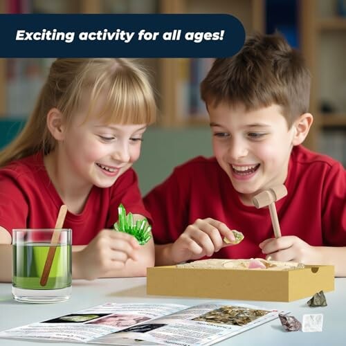 Barn som utforskar geologisats