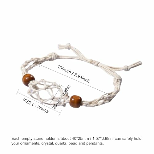 Makraméarmband för sten med träpärlor