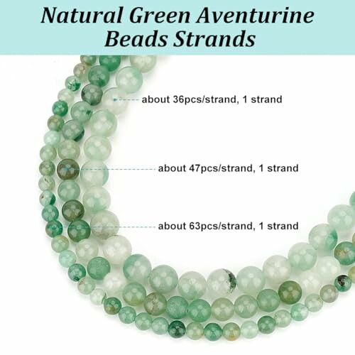Naturliga gröna aventurinpärlor i olika storlekar