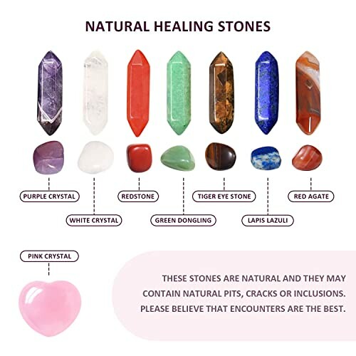 Samling av naturliga helande stenar med olika färger och former.