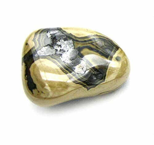 Polerad jaspissten med svarta och beige mönster