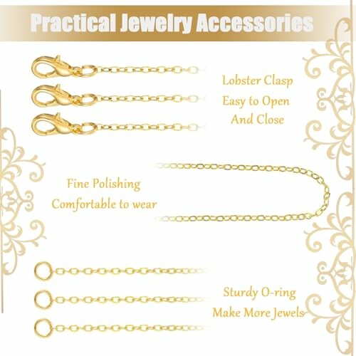 Guldsmyckestillbehör med karbinhake och kedja