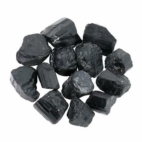 Rå svarta turmalinkristaller