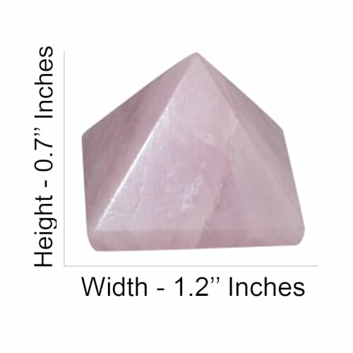 Rosenkvarts pyramid, höjd 0,7 tum, bredd 1,2 tum