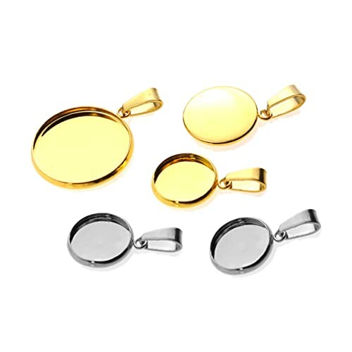 Runda metallhängen i guld och silver