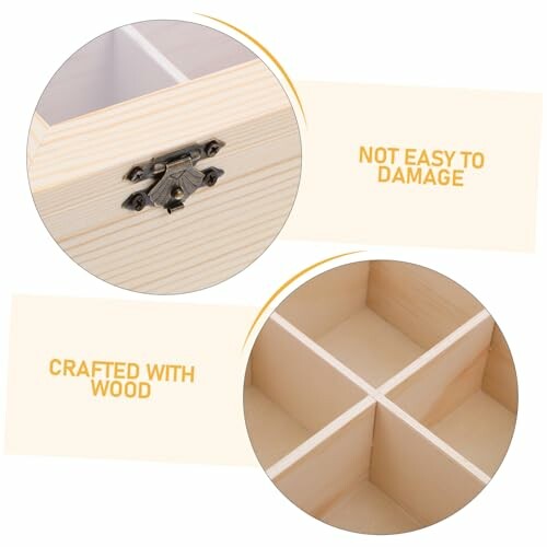 Trälåda med fack och säkerhetslås.